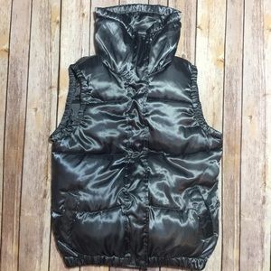 Old Navy Puffer Vest Metallic Silver Grey XS